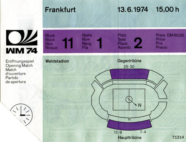 FIFA World Cup 1974 Ticket Opening