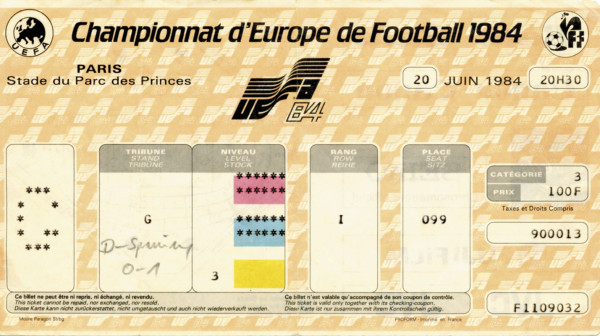 Spanien - Deutschland 02.06.1984, Eintrittskarte EM1984