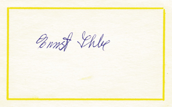 Ihbe: karteikarte mit original Signatur von Ernst Ihbe (