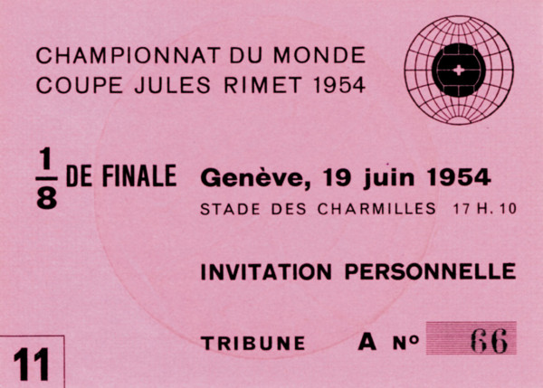 World Cup 1954. Ticket France v Mexico