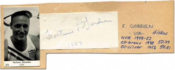 Gordien, Fortune: Olympic Games Autograph 1952 Athletics USA