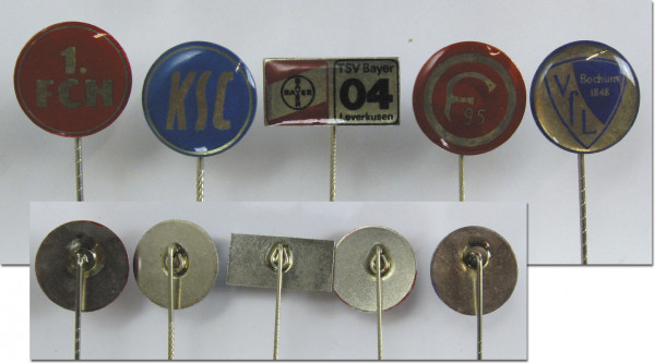 Deutsche und Internationale Vereine ca. 1980er, 5 Vereinspins 1980er