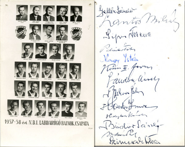 Budapest, MTK - 1957: Autograph Honved Budapest 1956