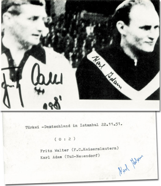 Adam, Karl: Autograph 1952 German Football. Karl Adam