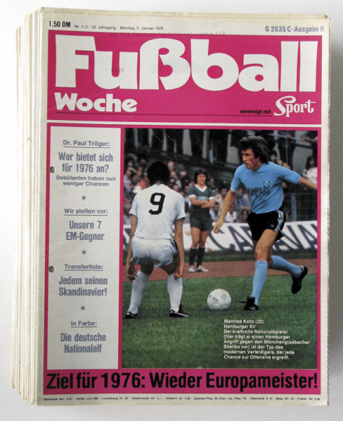 Fußball-Woche 1976 Mon. + Sport: Nr.1/2-53 komplett