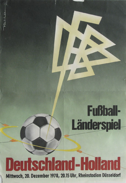 Plakat-LS Deutschland - Holland 1977. gefaltet, Plakat-Länderspiel 1977
