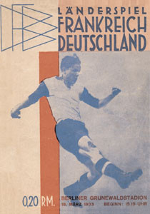 Fußball Länderspiel Frankreich-Deutschland, Berliner Grunewaldstadion 19. März 1933 - REPRINT -.