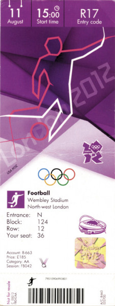Olympic Games 2012. Ticket Football Final