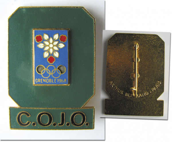 Participants Badge: Olympic Games 1968 Grenoble.