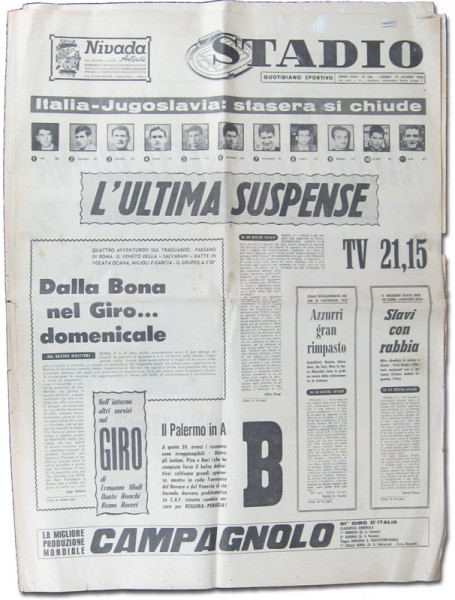 Programm zum Wiederholungsspiel des Finales der Europameisterschaft 1968 in Italien am 10.6.1968 um