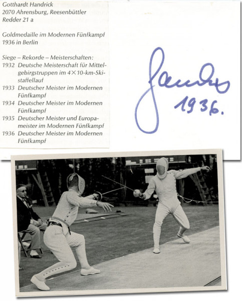 Handrick, Gotthard: Autograph Olympic Games 1936 by Gotthard Handrick