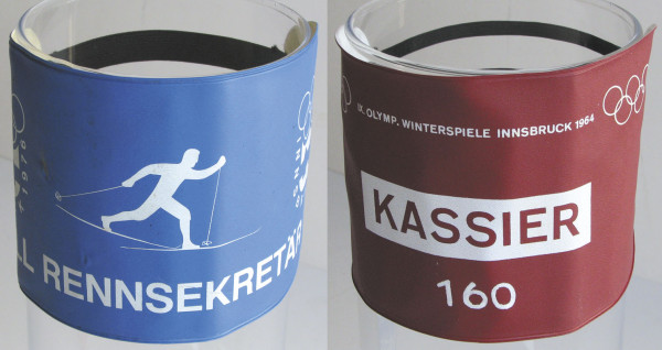 2 Plastik-Armbinden, Armbinde Innsbruck 1964