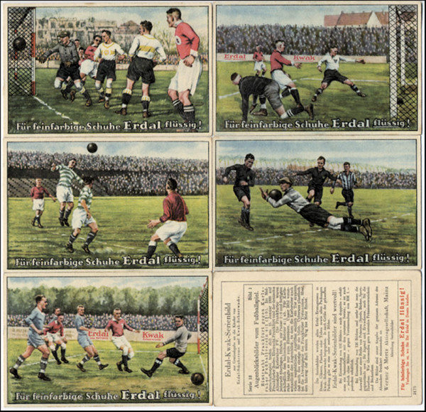 Serie Nr. 18 Augenblicksbilder vom Fußballspiel (Bild 1-6). Komplett.