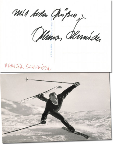 Schneider, Othmar: Olympic Games 1952 Autograph Ski Alpin Austria