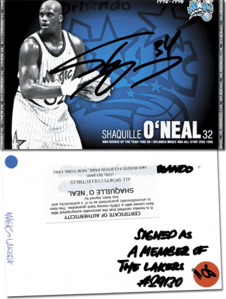 O´Neal, Shaquille: Farbreprofoto mit Originalsignatur