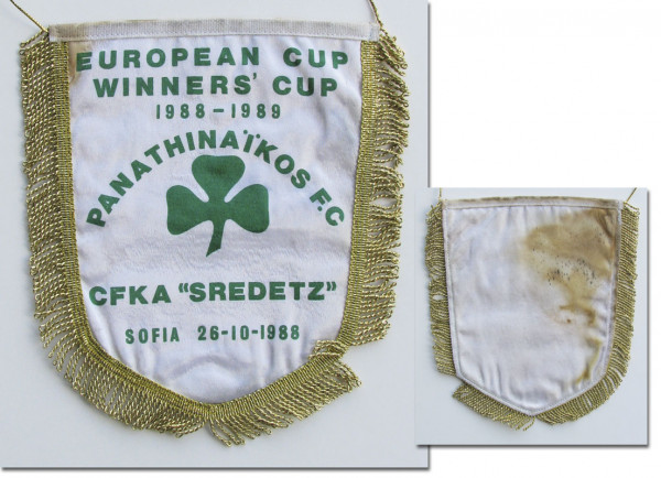 Grün bedruckter Spielwimpel "European Cup Winners , Athen,Panathinikos-Wimpel