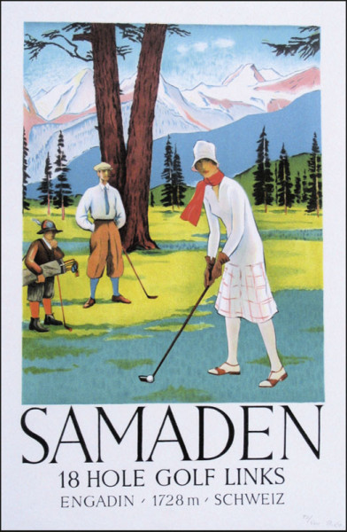 Samaden. 18 Hole Golf Links, Golf-Plakat 1925