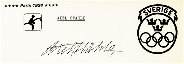 Stahle,Axel: Olympic Games 1924 Equestrian Autograph Sweden