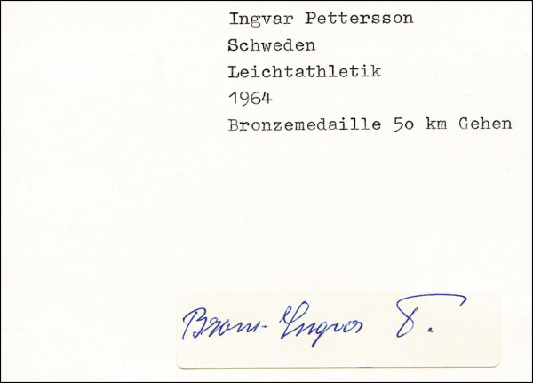 Pettersson, Ingvar Albin: Olympic Games 1964 Autograph Athletics Sweden