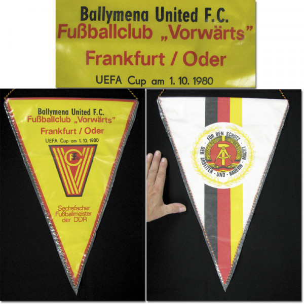 Football Pennant 1980 Ballymena vs Frankfurt/Oder