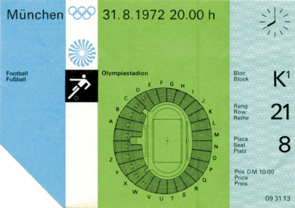Olympic Games Munich 1972 Football Ticket USA v