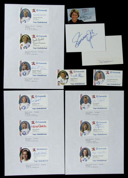 OSS 1992 Handball Norwegen Frauen: 14 original Signaturen Silber Handball 1992 Frauen