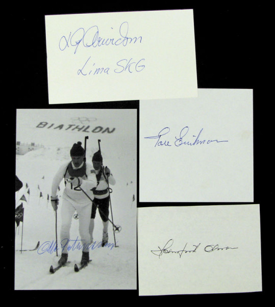 Biathlon Schweden OSS1968 4x7,5 km Staffel: 4 Belege mit Originalsignaturen