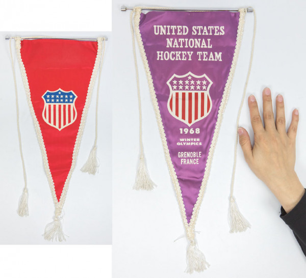 Original Spielwimpel der Eishockeymannschaft der U, Wimepl USA OSW1968