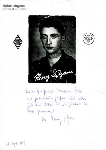 Ditgens, Heinz: German Football Autograph. Heinz Ditgens