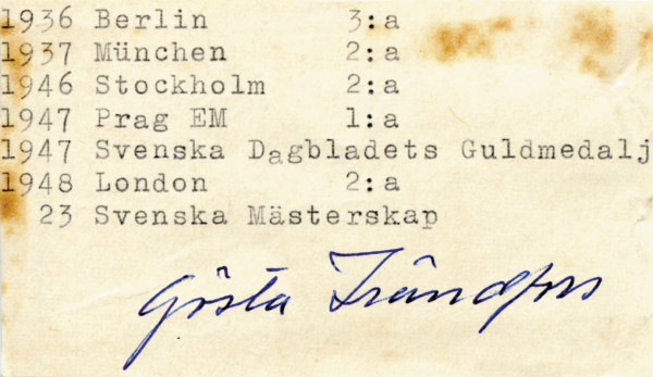 Jönsson-Frändfors, Gösta: Olympic Games 1948 wrestling Autograph Sweden