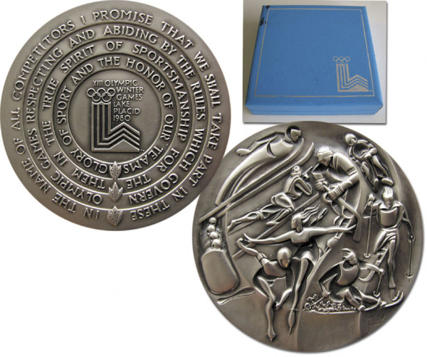Lake Placid 1980, mit Etui, Teilnehmermedaille OSW1980
