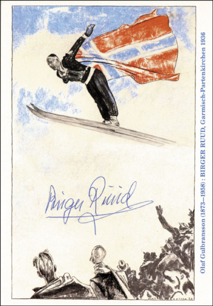 Ruud, Birger: Autograph Olympic Games 1936 Birger Ruud 15x10 cm