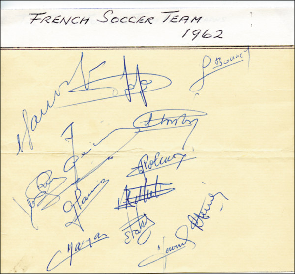 Frankreich 1962: Blancobeleg mit 13 original Signaturen französisch