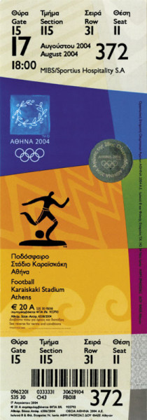 Olympic Games 2004 Ticket Football Argentina v