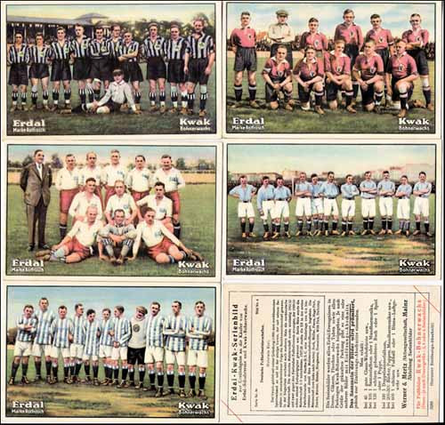 Colorierte Mannschaftsbilder der Serie Nr. 34 Deutsche Fußballmeisterschaft (Bild 1-6). komplett.